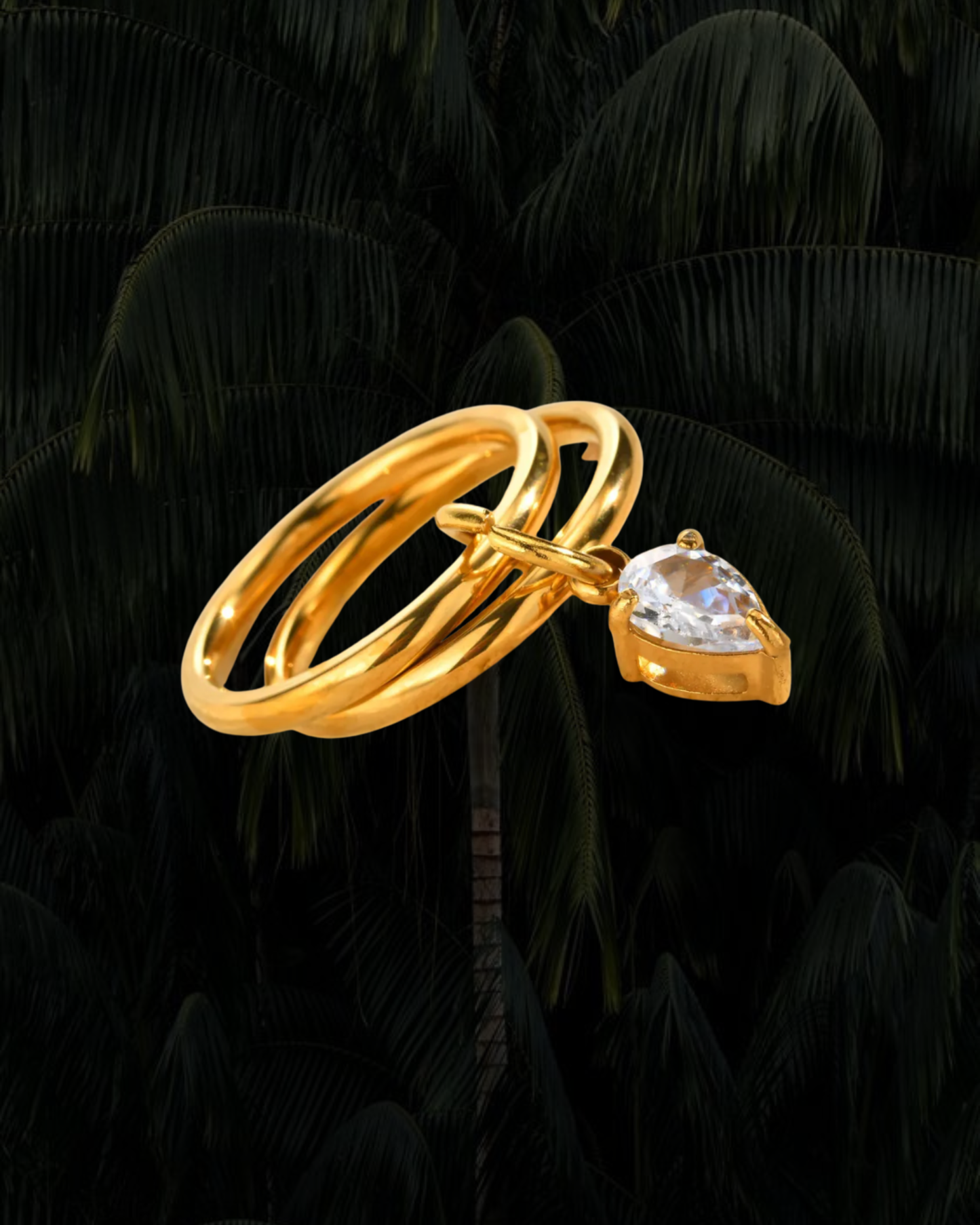 Double Layer Pear Pendant Ring
