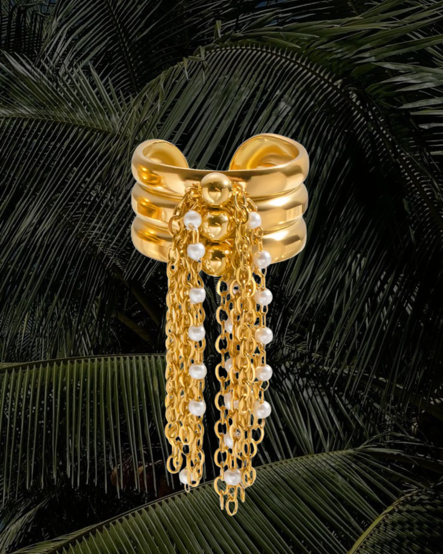 Pearl Cascade Tassel Ring