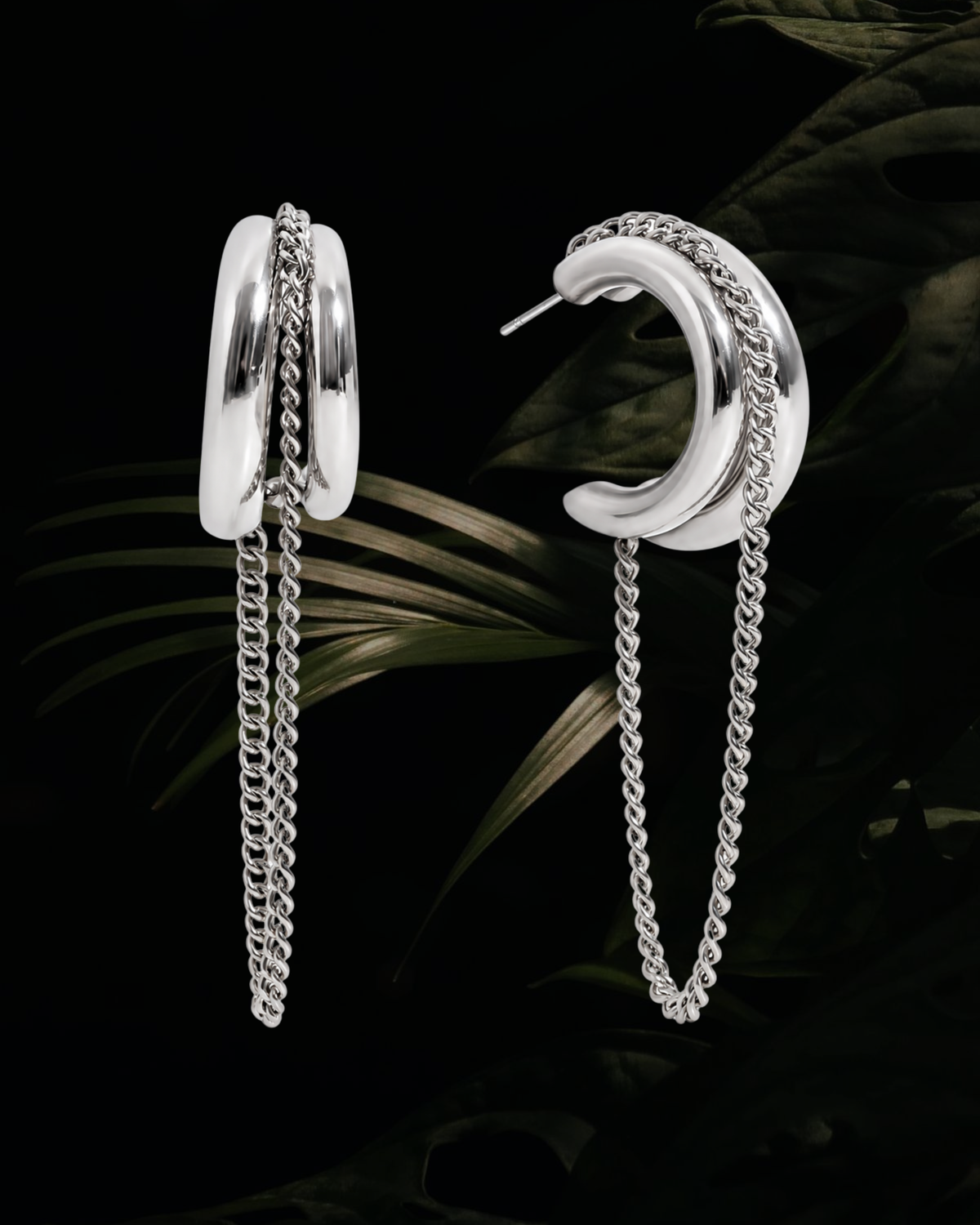 Sienna Chain Hoops Silver