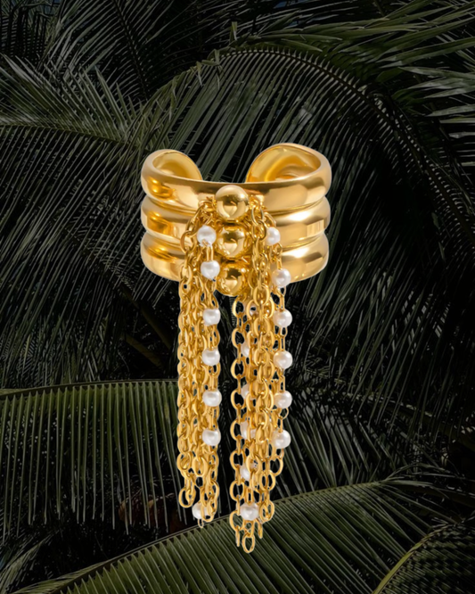 Pearl Cascade Tassel Ring