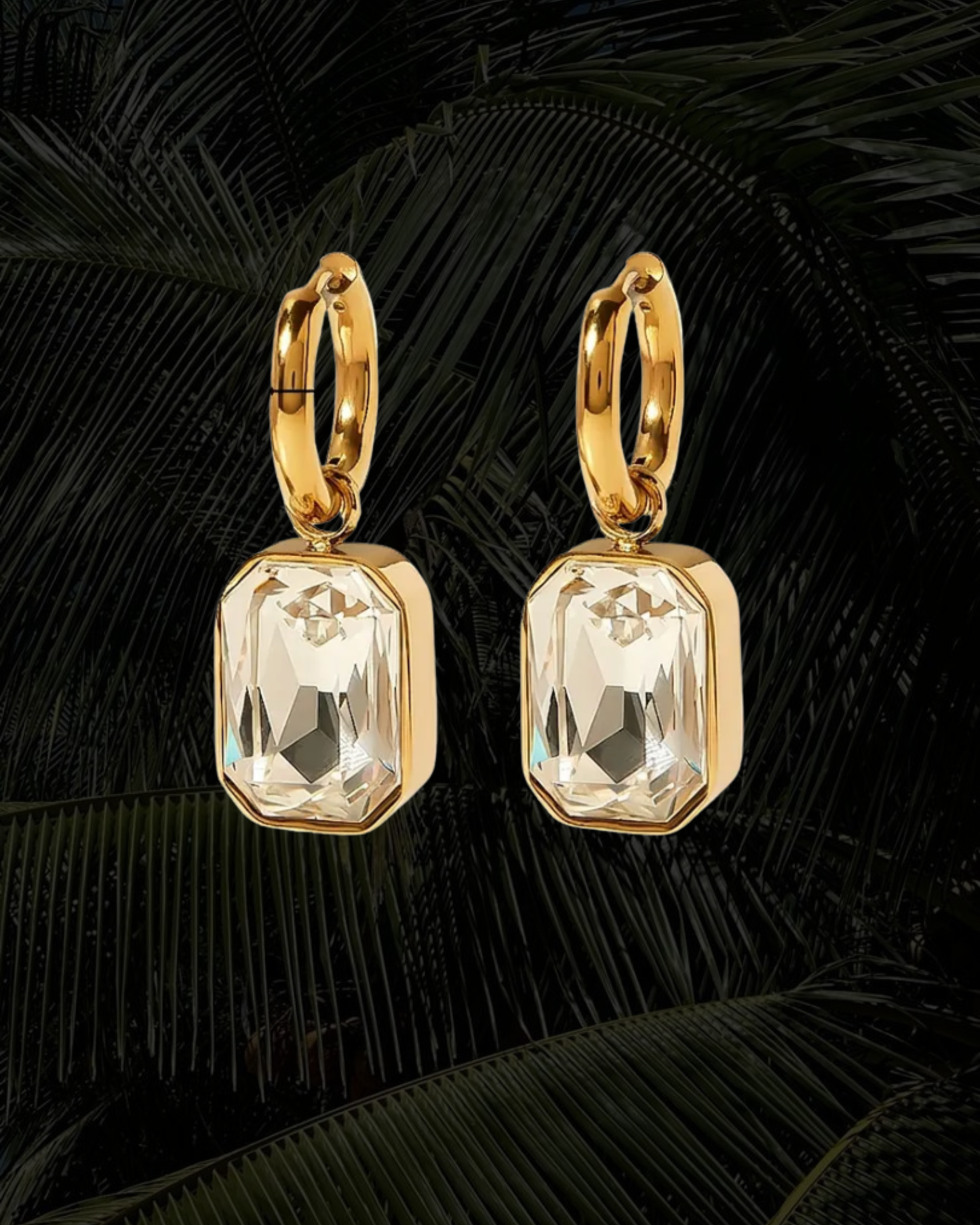 Crystal Gem Drop Hoop Earrings