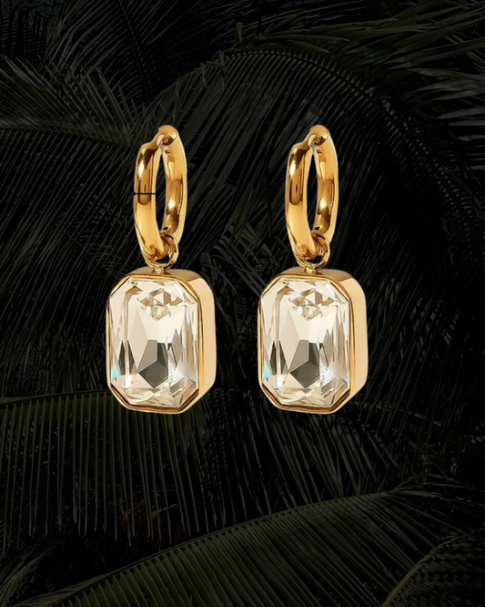 Crystal Gem Drop Hoop Earrings