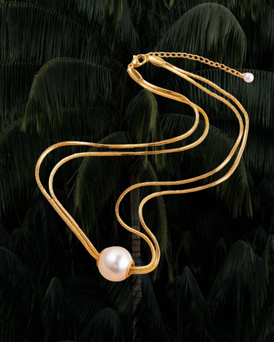 Double Layer Pearl Snake Chain Necklace