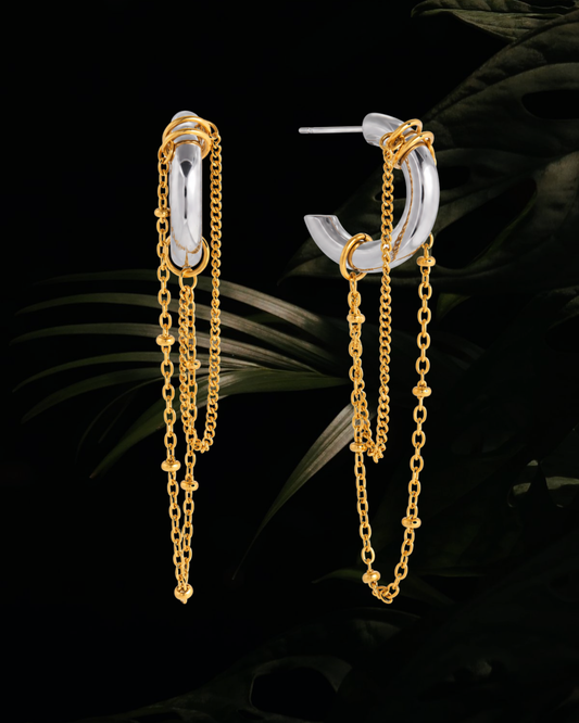 Amara Mixed-Metal Chain Hoops